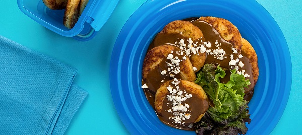 receta de tortitas de papa con mole